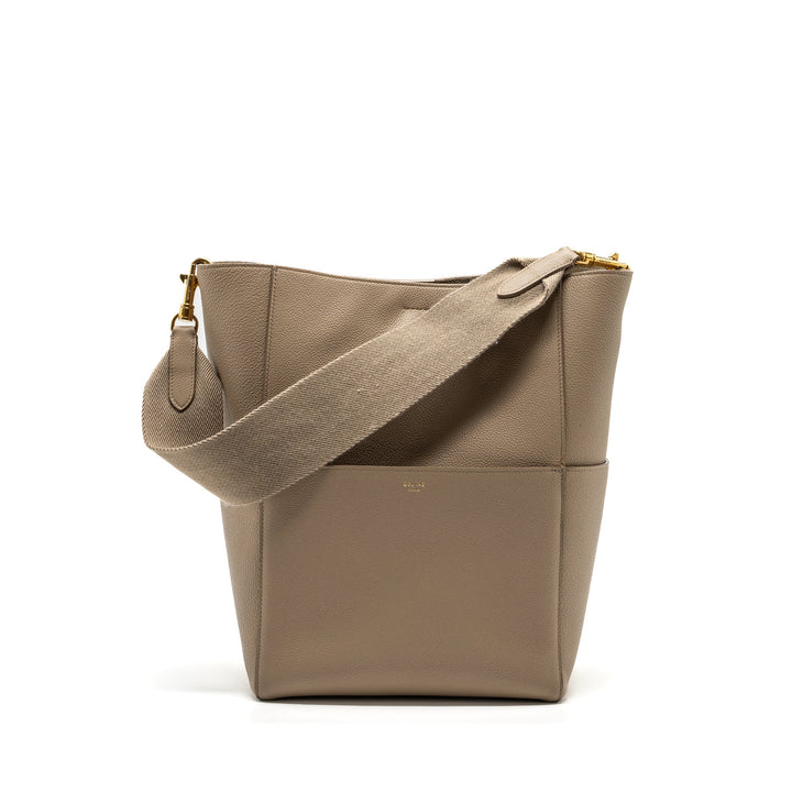 Top Quality Celine Sangle Bucket Bag Calfskin Light Grey