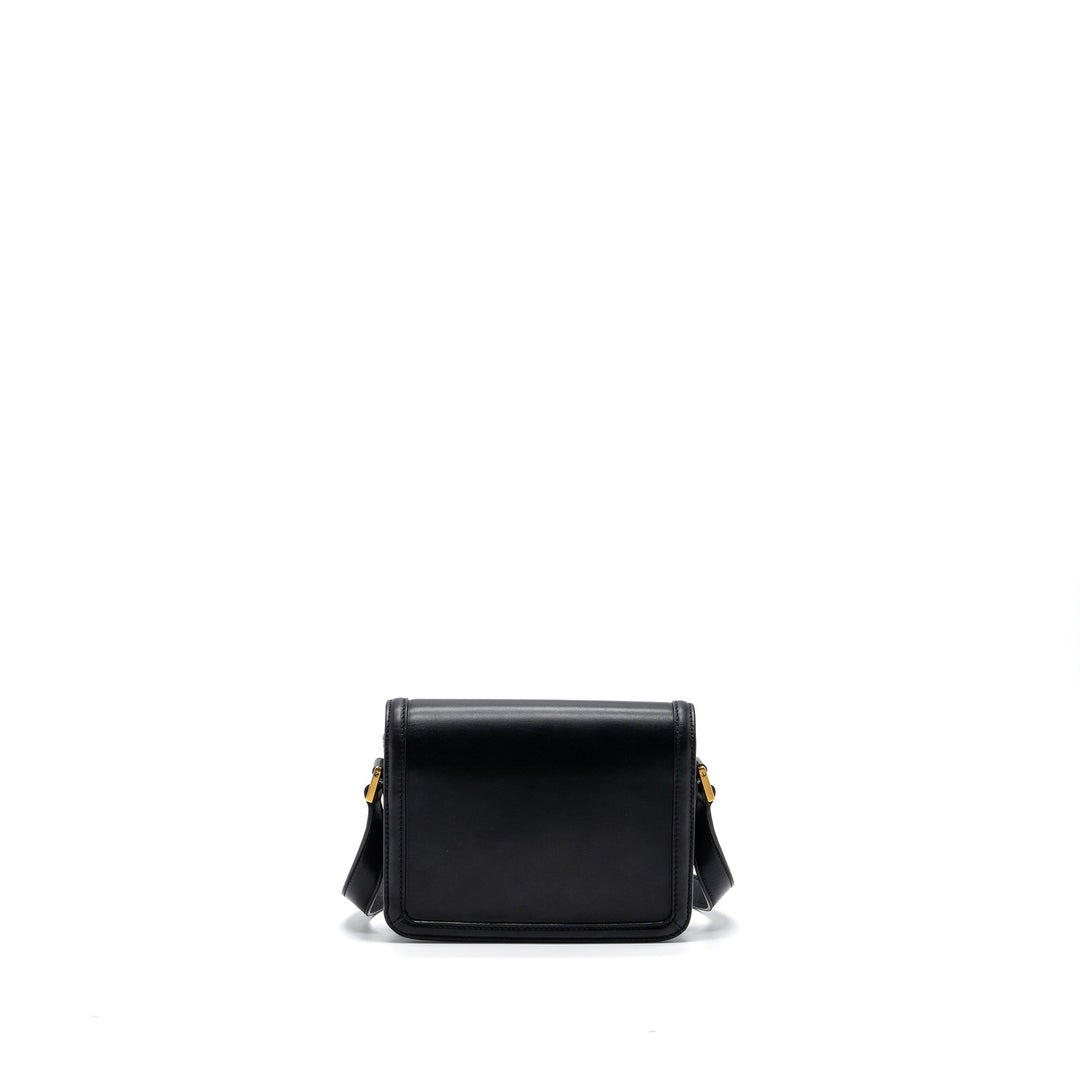 Saint Laurent Small Solferino Satchel Crossbody Bag Box Calfskin Black GHW