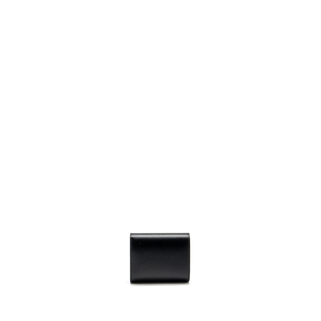 Top Quality Celine Small Triomphe Flap Wallet Shiny Calfskin Black