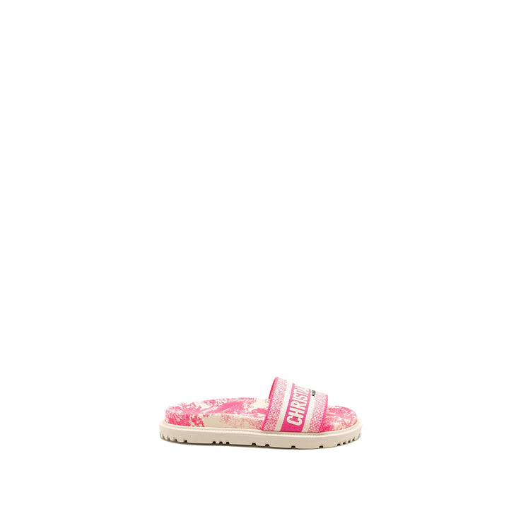 Top quality Dior size 37.5 Sandals Embroidered Cotton/ Rubber Pink