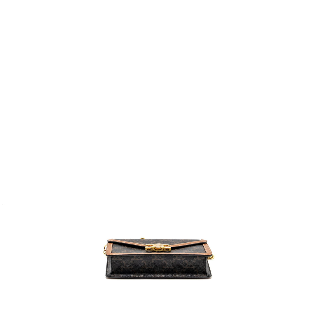 Celine Wallet on Chain Margo Triomphe Canvas/Calfskin Tan