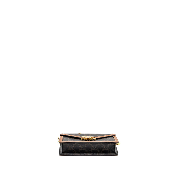 Celine Wallet on Chain Margo Triomphe Canvas/Calfskin Tan