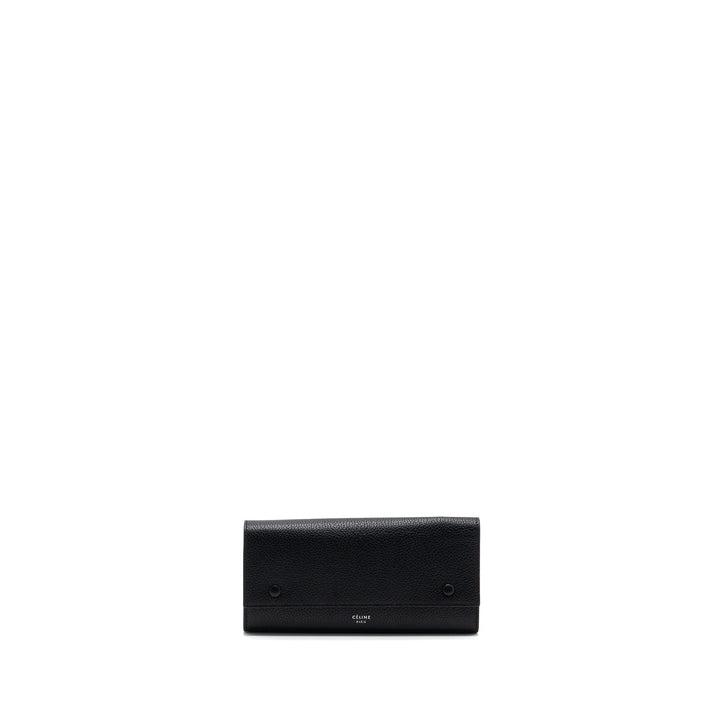 Celine Long Wallet Grained Calfskin Black