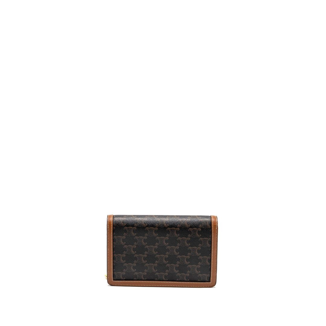 Celine Wallet on Chain Margo Triomphe Canvas/Calfskin Tan