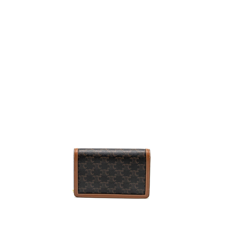 Celine Wallet on Chain Margo Triomphe Canvas/Calfskin Tan