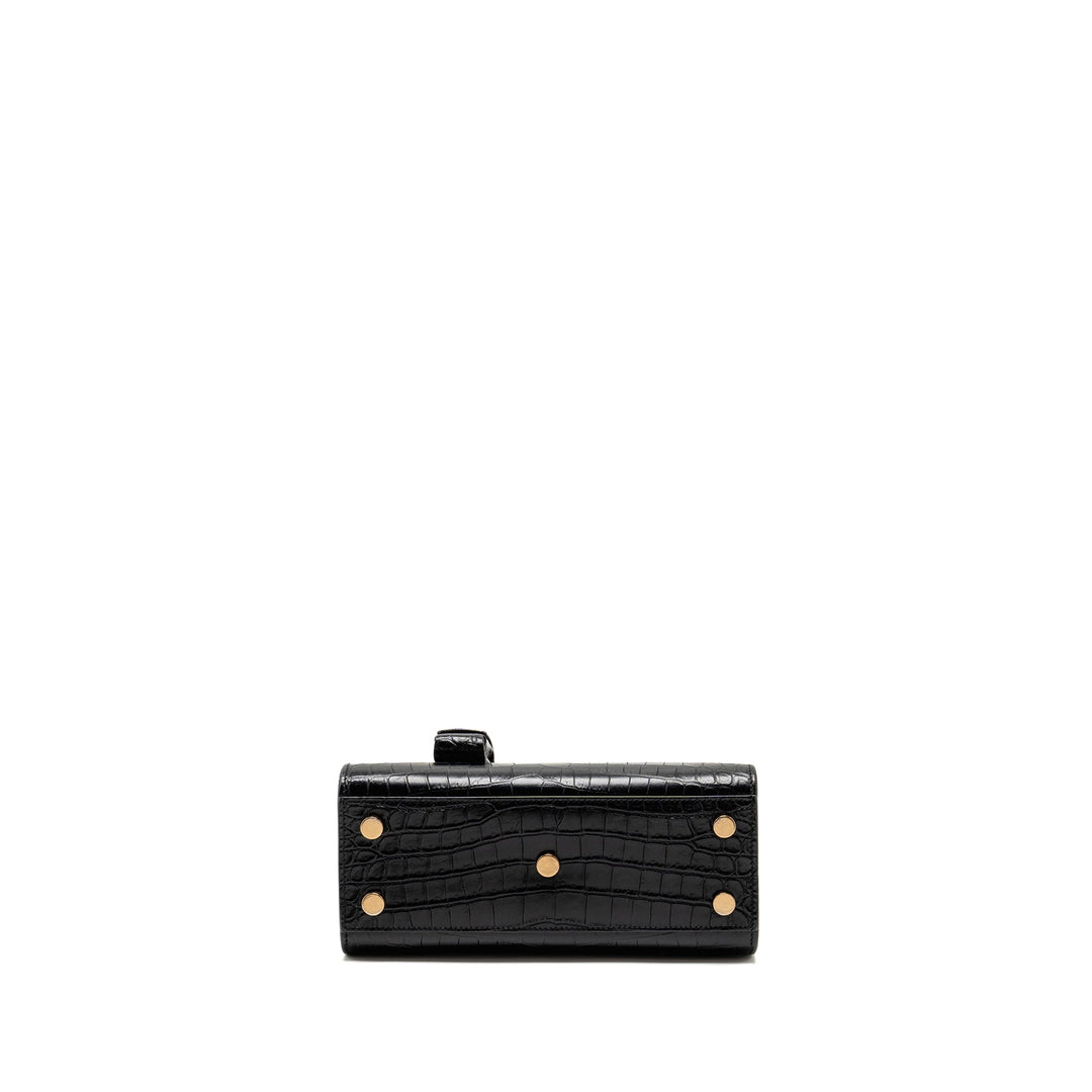 Saint Laurent/YSL Nano Sac de Jour Croc-Embossed Calfskin Black GHW