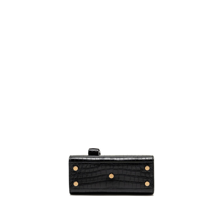 Saint Laurent/YSL Nano Sac de Jour Croc-Embossed Calfskin Black GHW