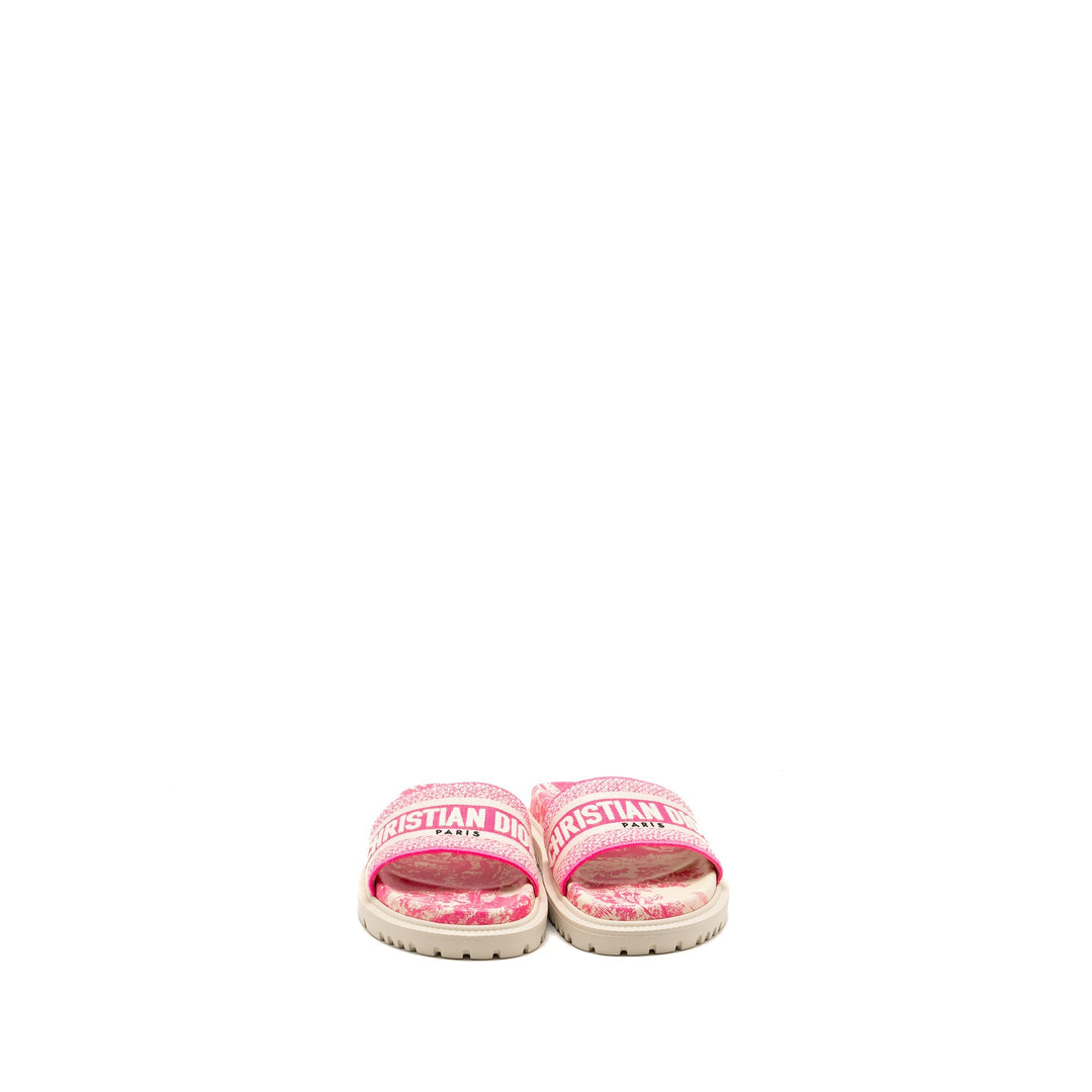 Top quality Dior size 37.5 Sandals Embroidered Cotton/ Rubber Pink