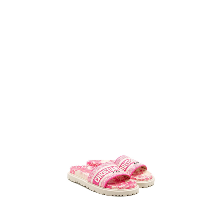 Top quality Dior size 37.5 Sandals Embroidered Cotton/ Rubber Pink