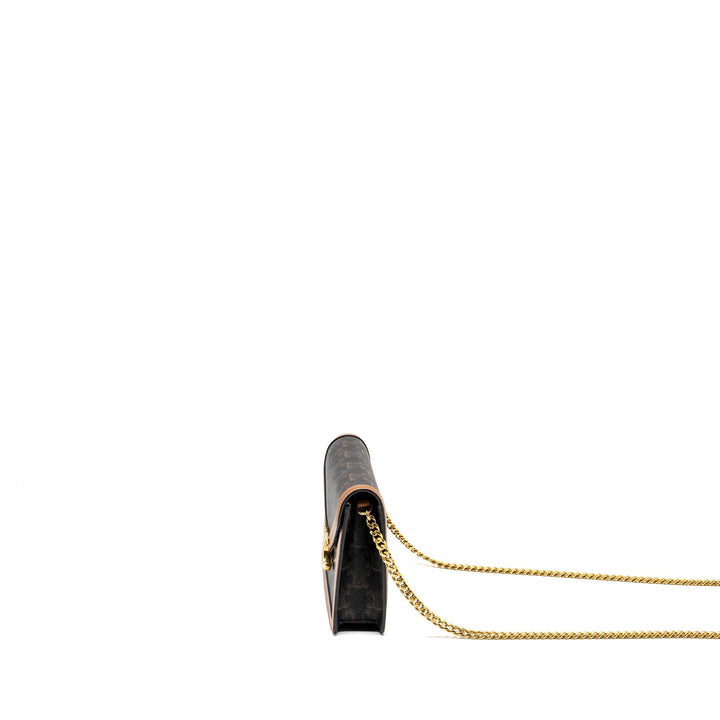Celine Wallet on Chain Margo Triomphe Canvas/Calfskin Tan