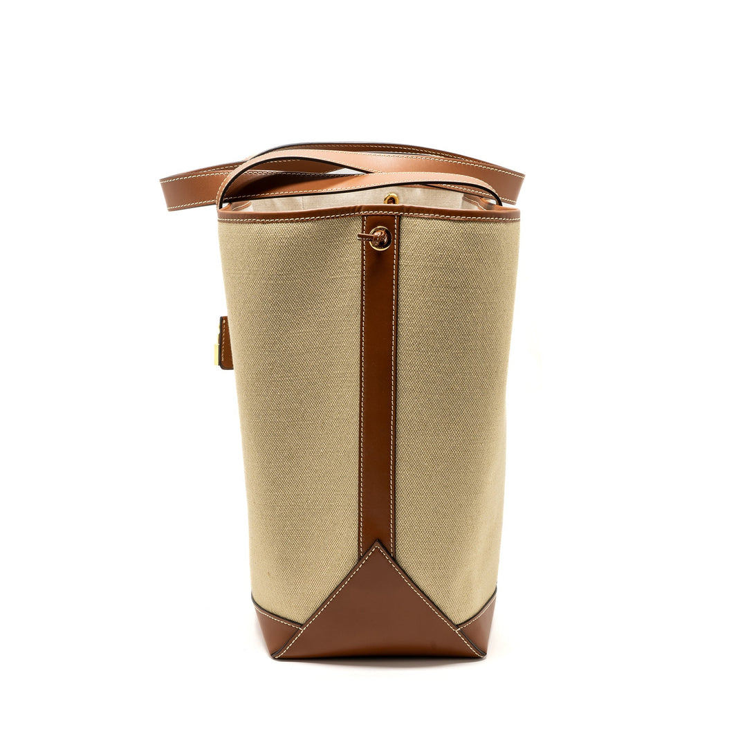 Celine cabas Marin canvas / calfskin natural / tan / multicolour