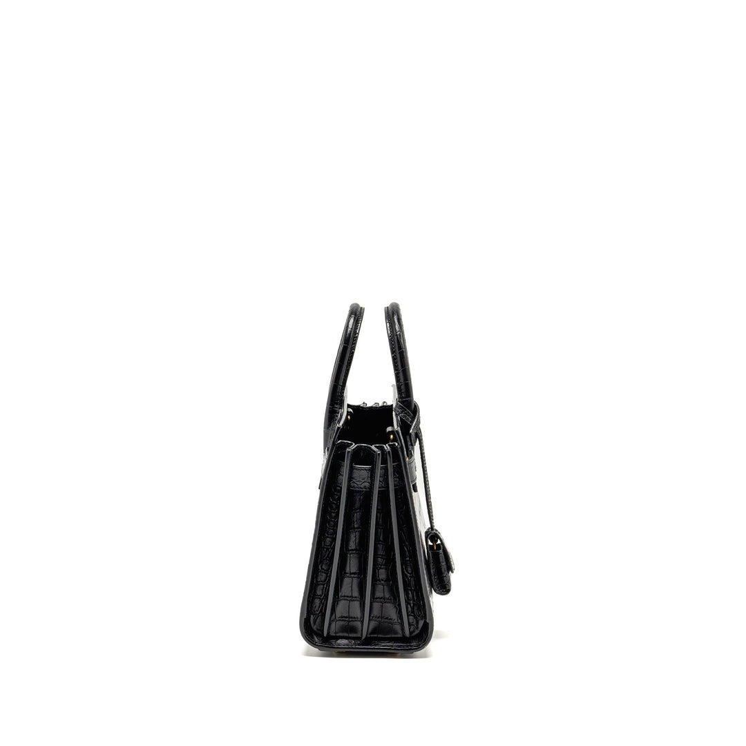 Saint Laurent/YSL Nano Sac de Jour Croc-Embossed Calfskin Black GHW