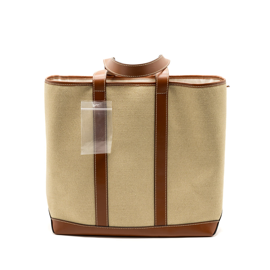 Celine cabas Marin canvas / calfskin natural / tan / multicolour