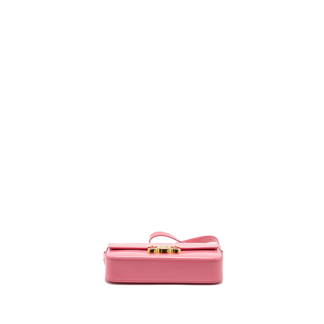 Top Quality Celine Triomphe Shoulder Bag Shiny Calfskin Flamingo