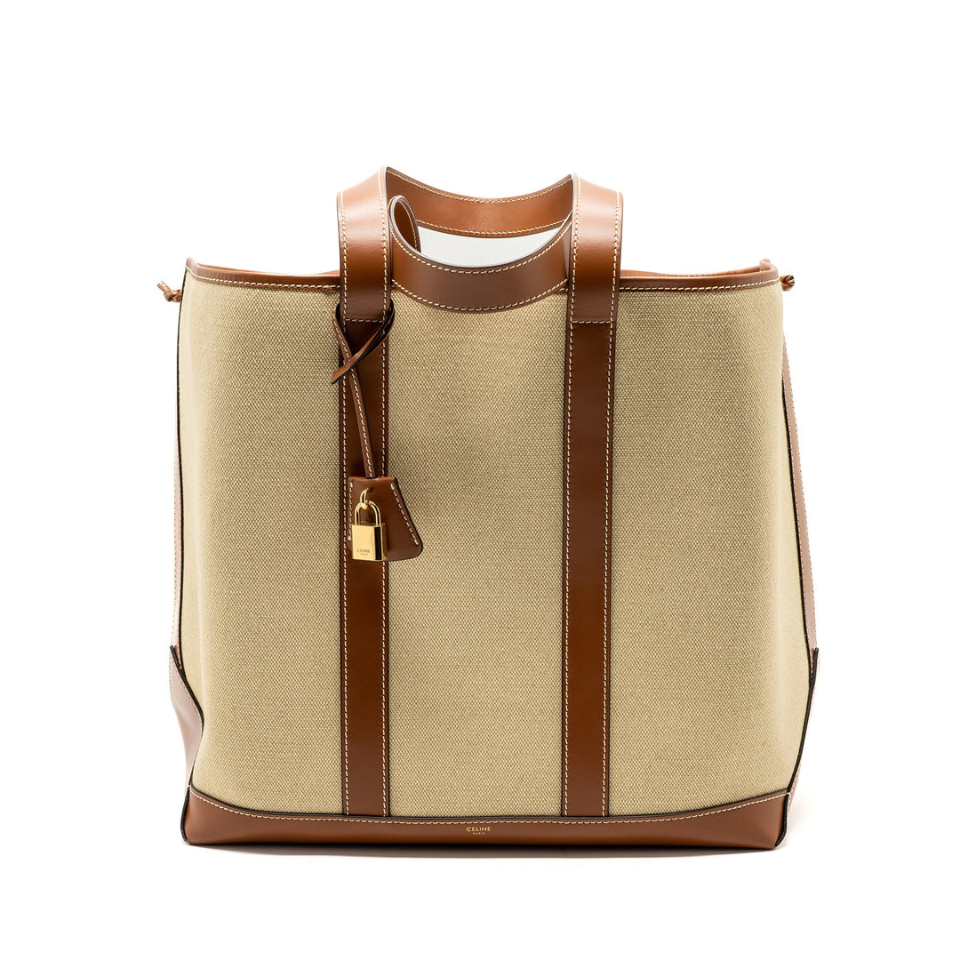Celine cabas Marin canvas / calfskin natural / tan / multicolour
