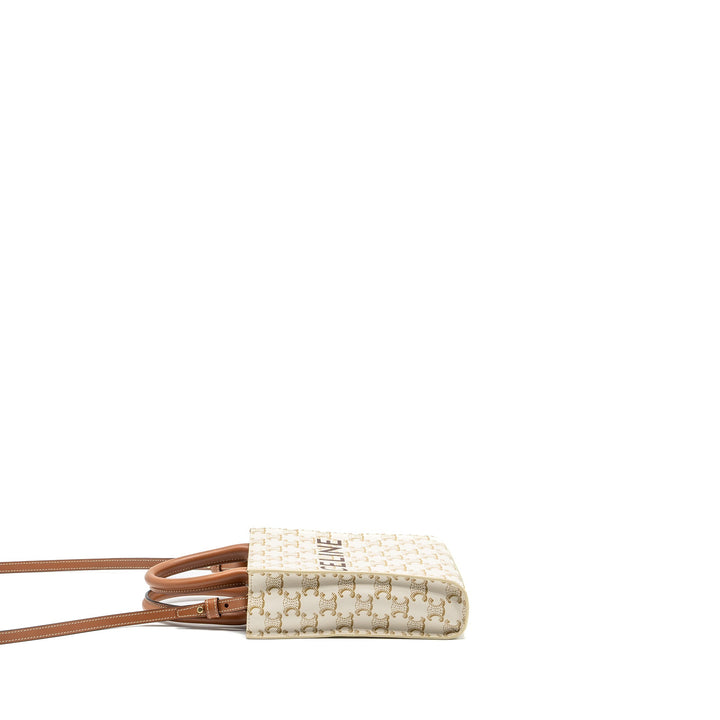 Celine Mini Vertical Cabas Triomphe Canvas/Calfskin white