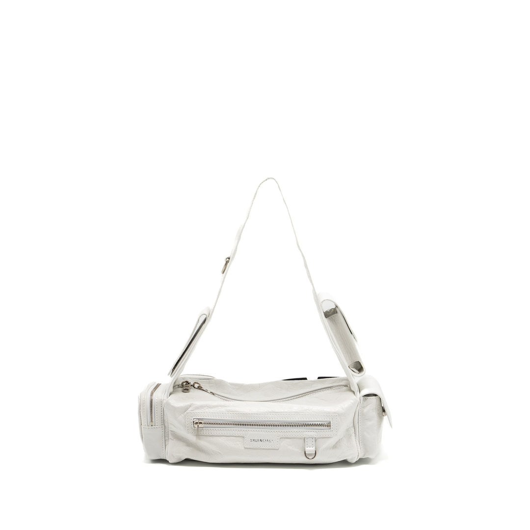 Top Quality Balenciaga Superbusy XS Sling Bag Calfskin Optic White SHW