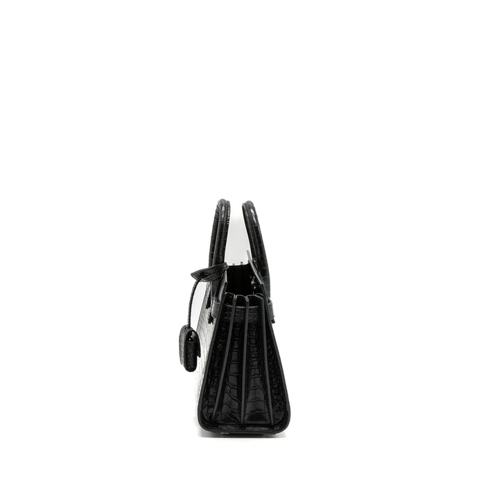 Saint laurent Sac De Jour Nano croc embossed calfskin dark green SHW