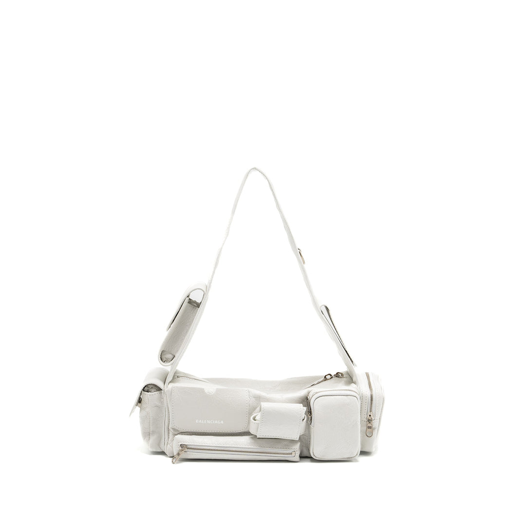 Top Quality Balenciaga Superbusy XS Sling Bag Calfskin Optic White SHW