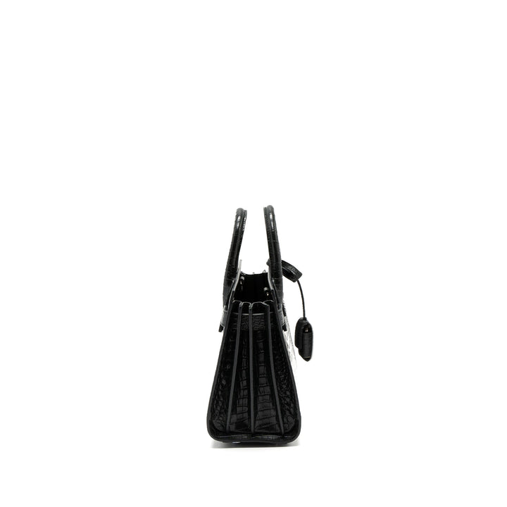Saint laurent Sac De Jour Nano croc embossed calfskin dark green SHW