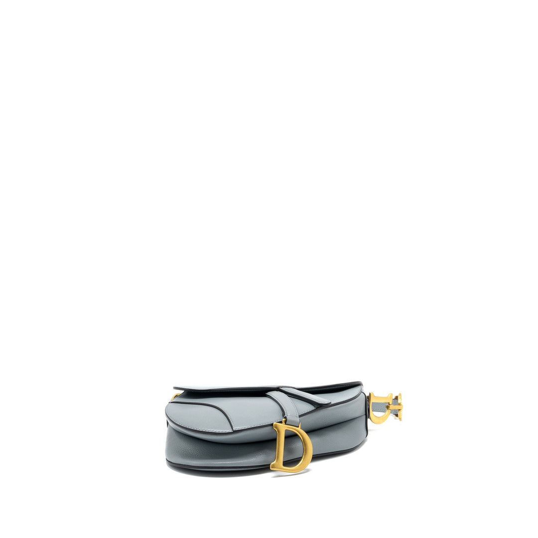 Top quality Dior Medium Saddle Bag Goatskin Light Blue