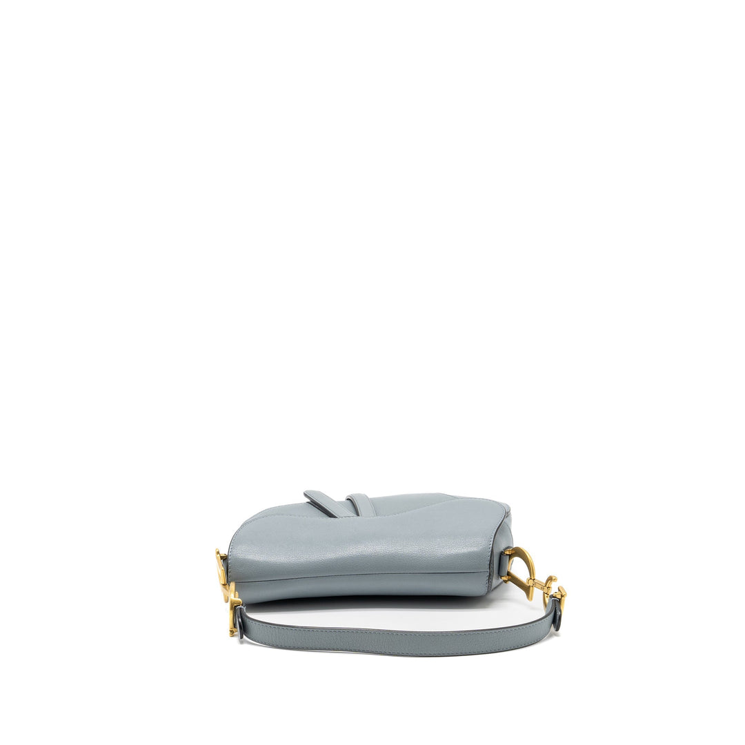 Top quality Dior Medium Saddle Bag Goatskin Light Blue