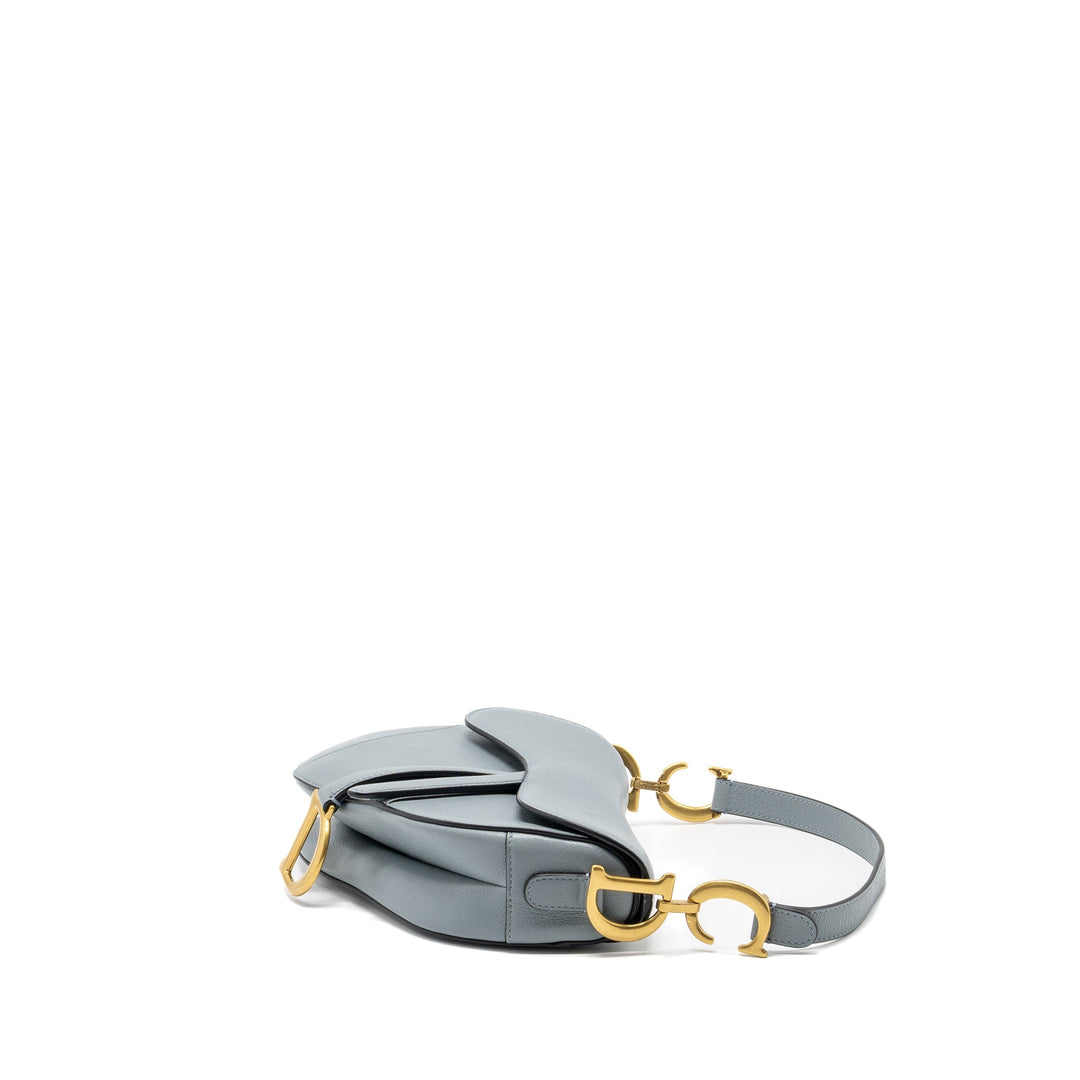 Top quality Dior Medium Saddle Bag Goatskin Light Blue