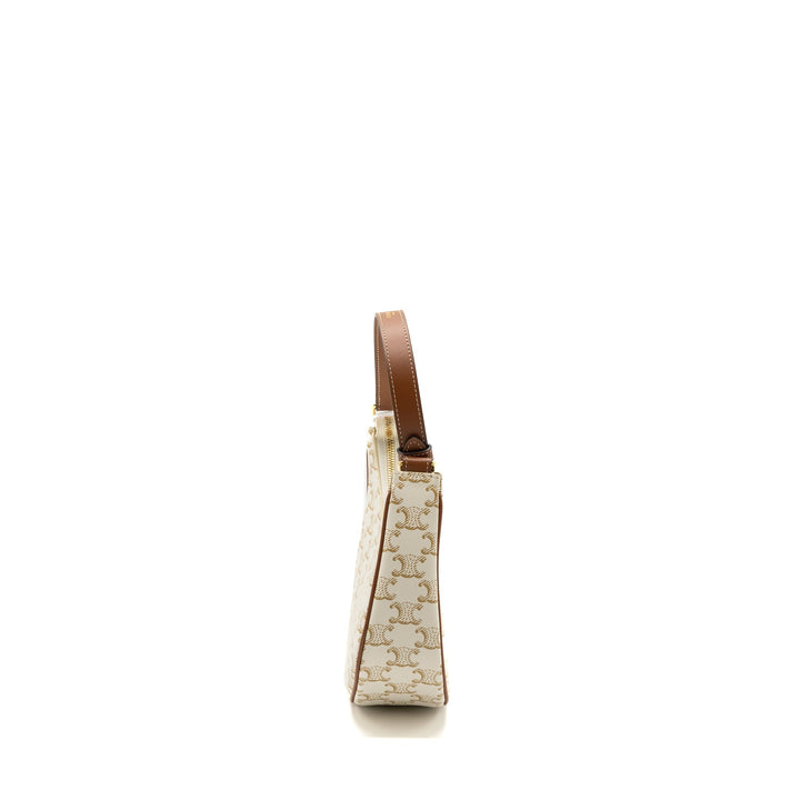Top Quality Celine Ava Bag Triomphe Canvas/ Calfskin White
