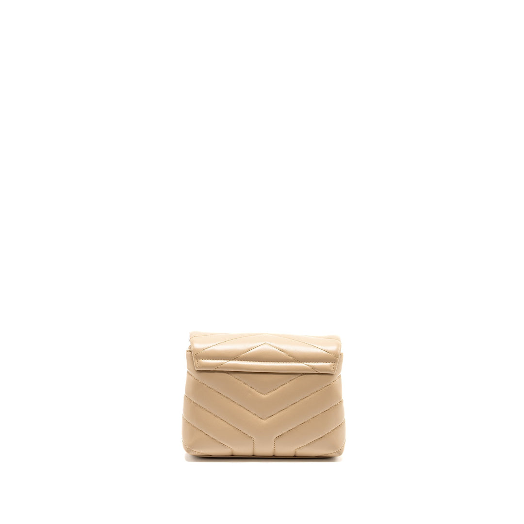 SAINT LAURENT / YSL Toy LouLou Quilted Shoulder Bag Calfskin Beige GHW