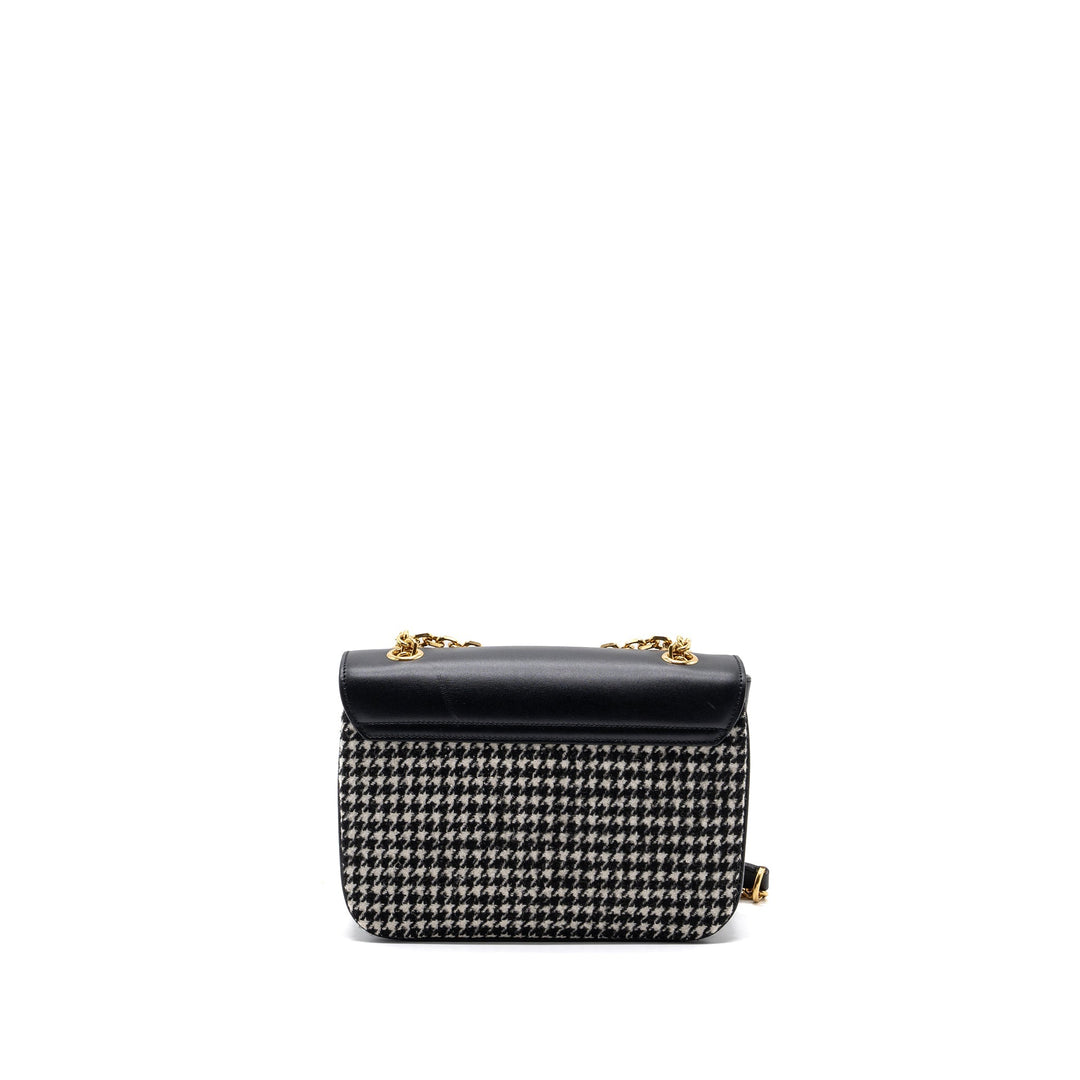Celine Medium C Bag Tweed/ Leather Black/ White