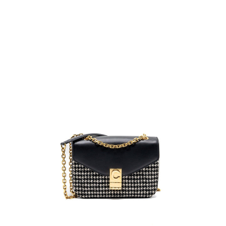 Celine Medium C Bag Tweed/ Leather Black/ White