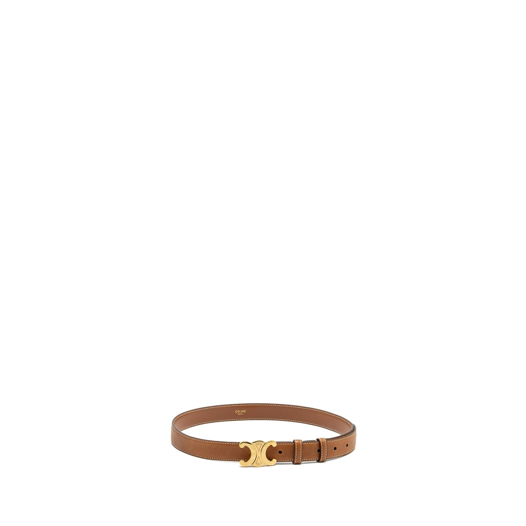Top Quality Celine size 80 SMALL TRIOMPHE BELT IN NATURAL CALFSKIN TAN