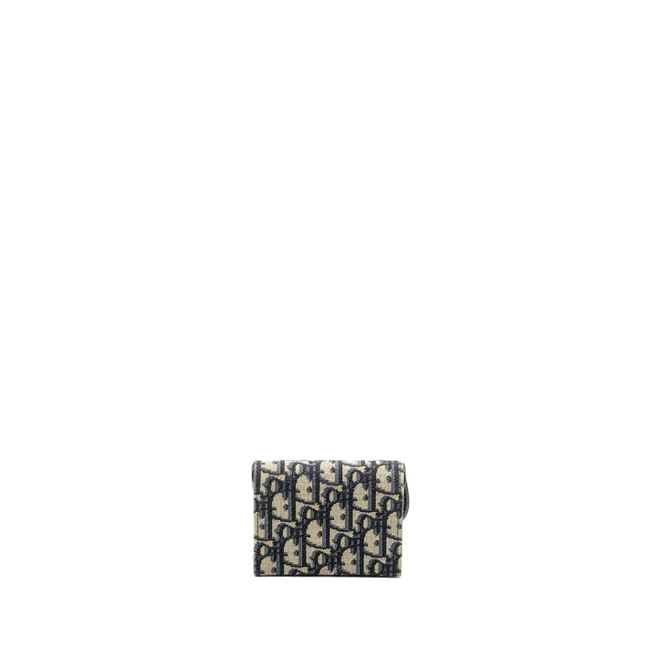 Top quality Dior Saddle Lotus Wallet Blue Oblique Jacquard