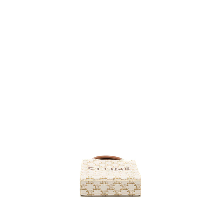Top Quality Celine Mini Vertical Cabas in Triomphe Canvas/Calfskin White
