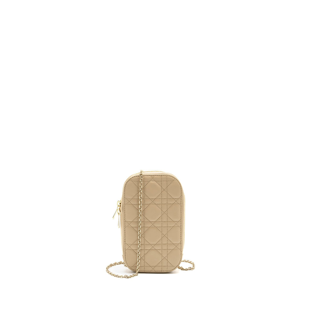 Top quality Dior Lady Top quality Dior Call'in Top quality Dior Phone Holder Cannage Lambskin Beige