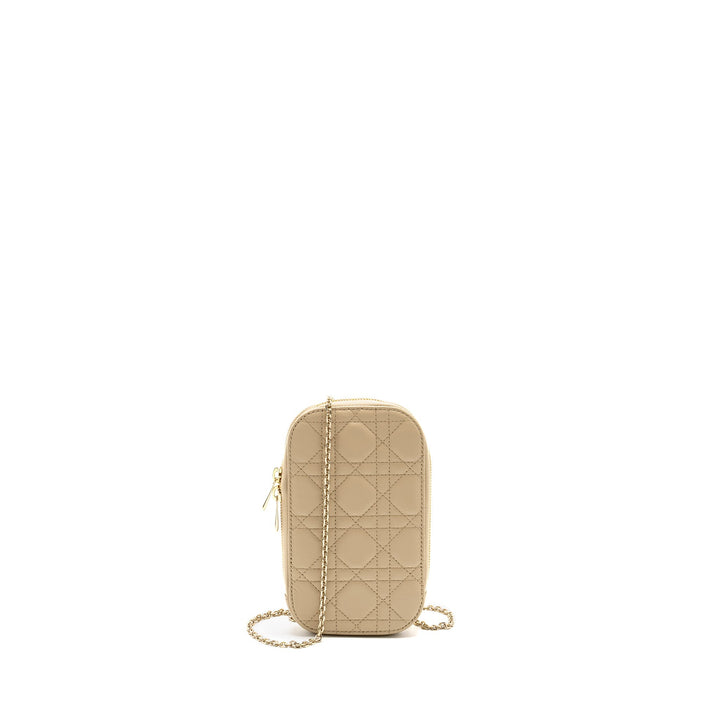 Top quality Dior Lady Top quality Dior Call'in Top quality Dior Phone Holder Cannage Lambskin Beige