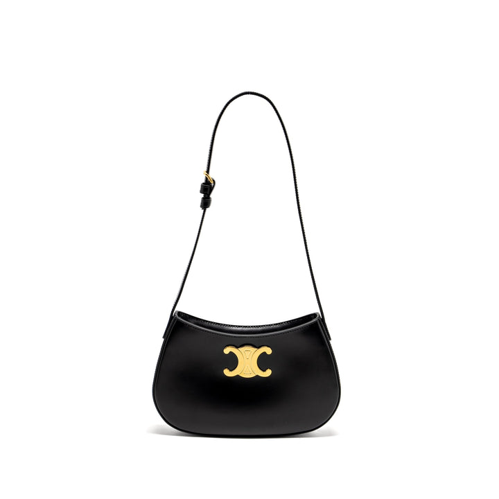 Celine Medium Tilly Chic Shoulder Bag Shiny Calfskin Black