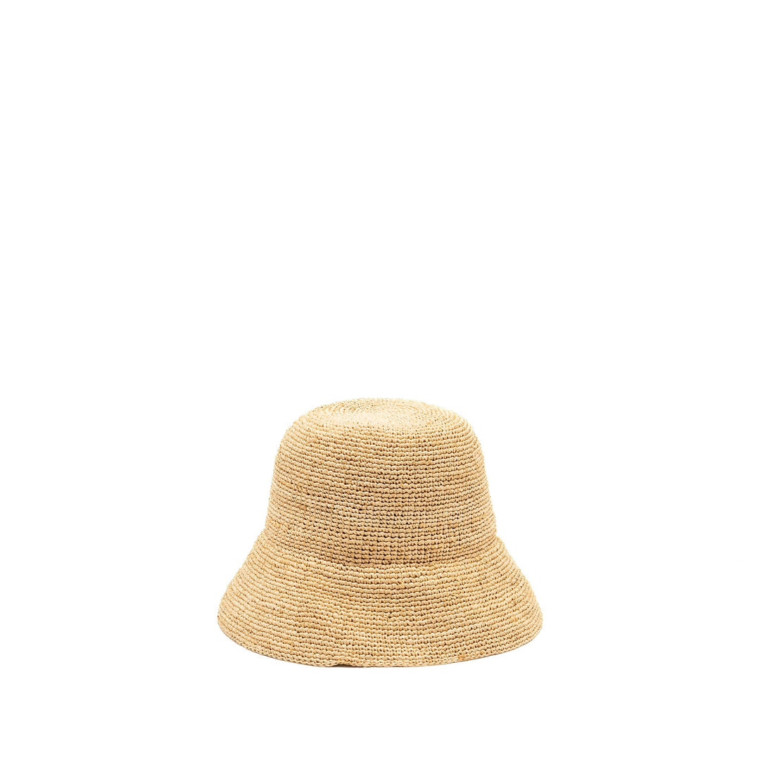 Top Quality Celine Size S Triomphe Bucket Hat In Raffia Natural/Black