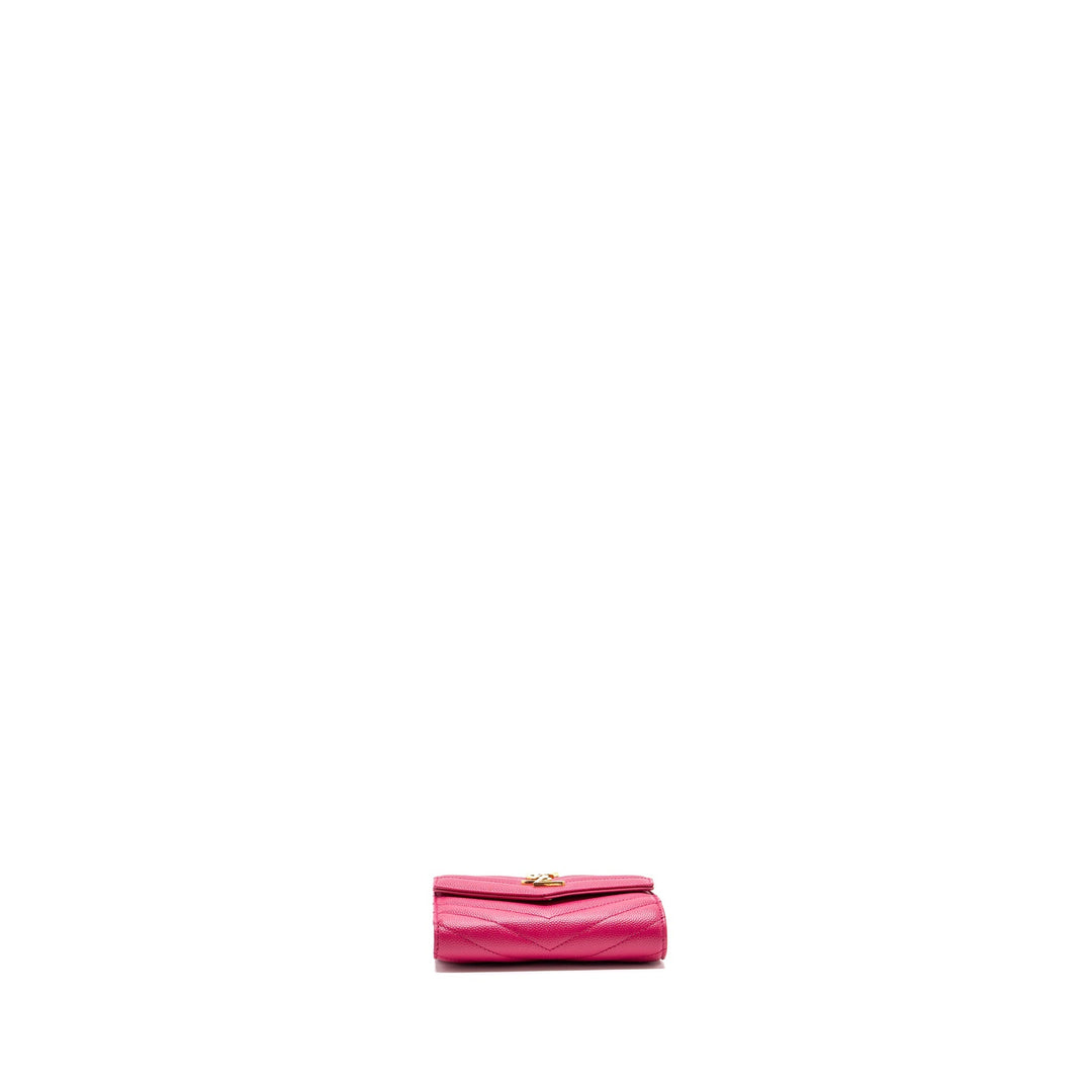 Saint laurent compact tri-fold wallet calfskin pink GHW