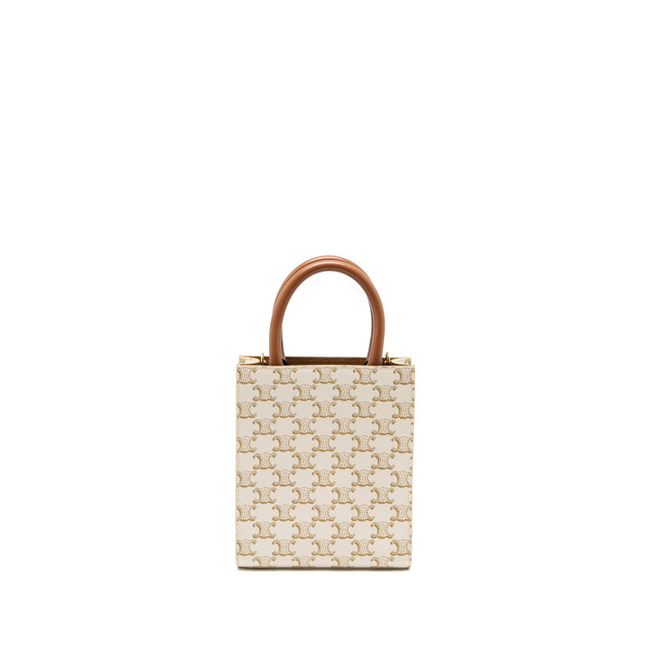 Top Quality Celine Mini Vertical Cabas in Triomphe Canvas/Calfskin White