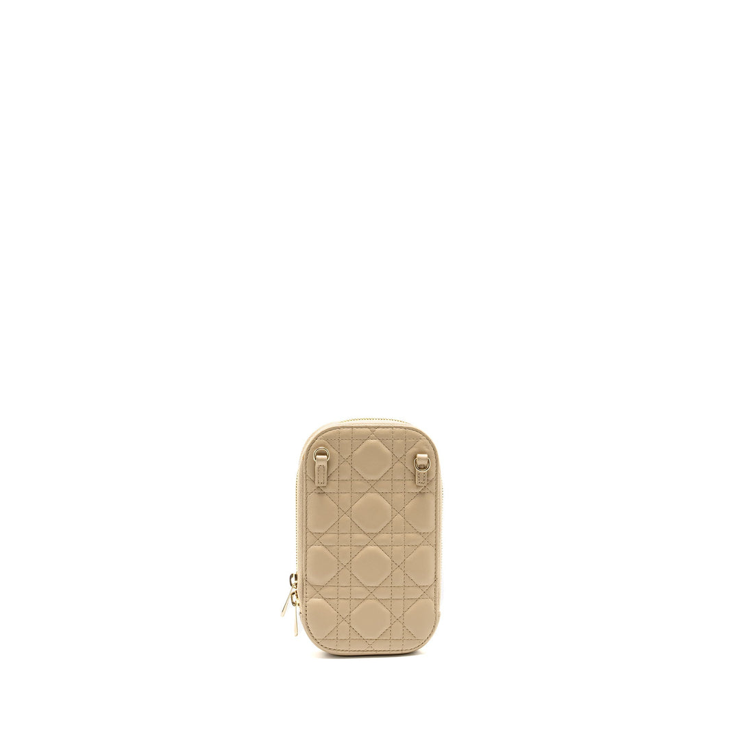 Top quality Dior Lady Top quality Dior Call'in Top quality Dior Phone Holder Cannage Lambskin Beige