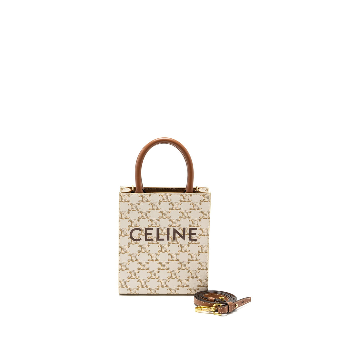 Top Quality Celine Mini Vertical Cabas in Triomphe Canvas/Calfskin White