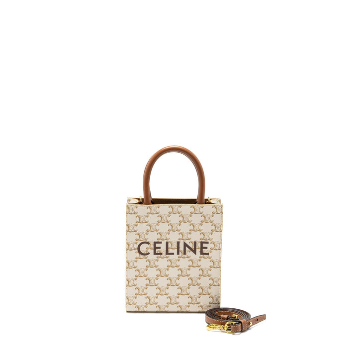 Top Quality Celine Mini Vertical Cabas in Triomphe Canvas/Calfskin White