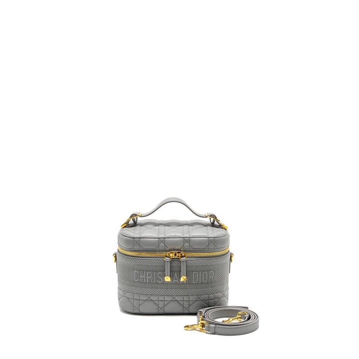 Top quality Dior Small Top quality Diortravel Vanity Case Cannage Lambskin Grey