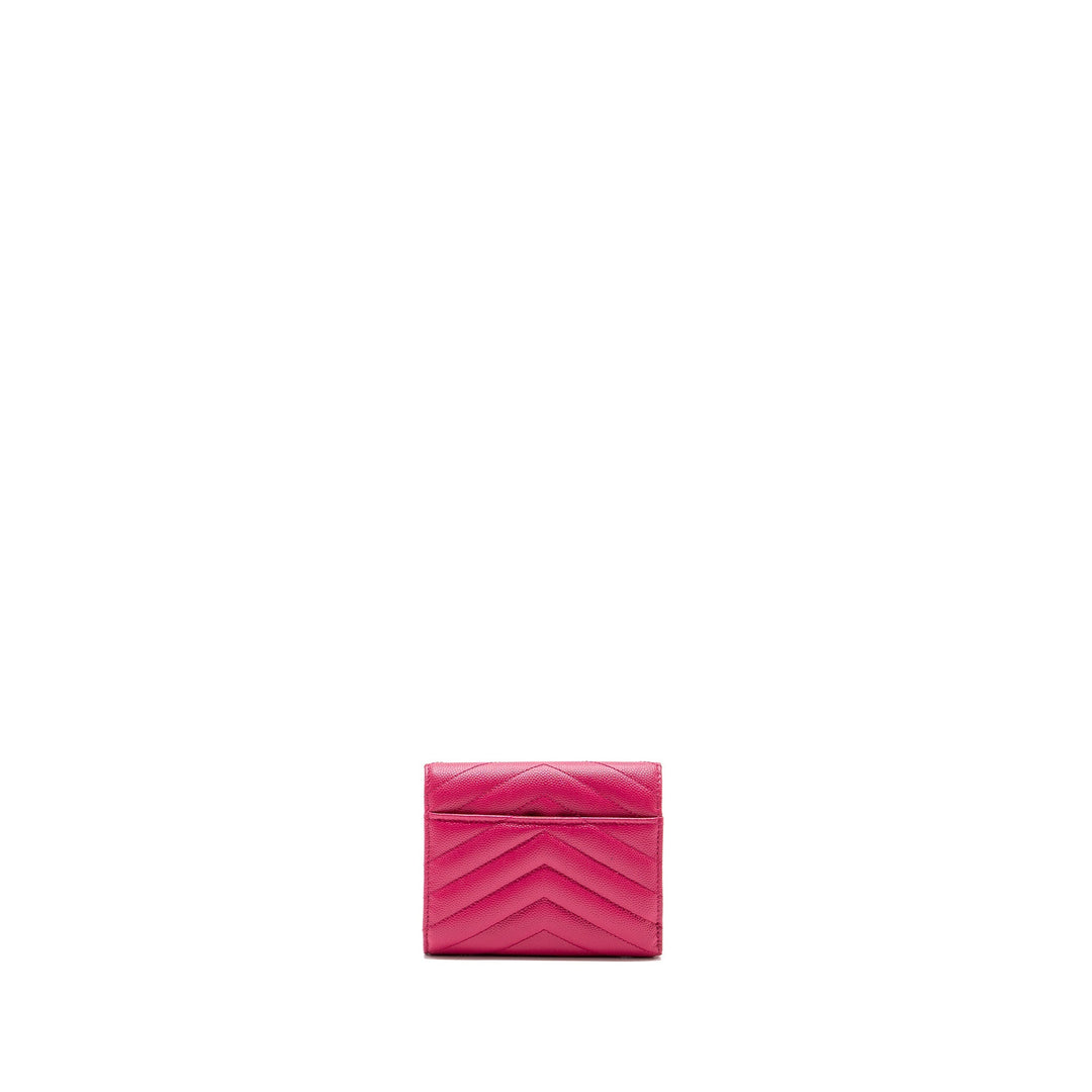 Saint laurent compact tri-fold wallet calfskin pink GHW