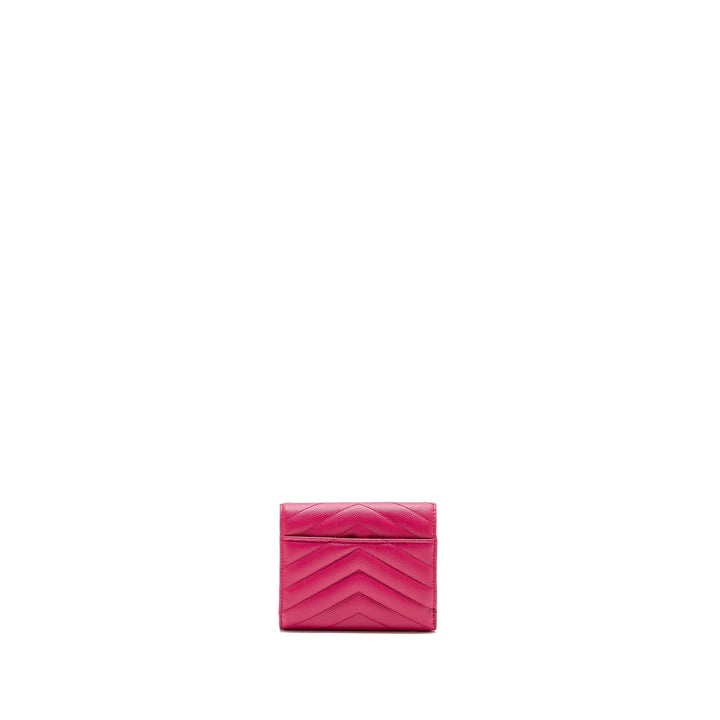 Saint laurent compact tri-fold wallet calfskin pink GHW
