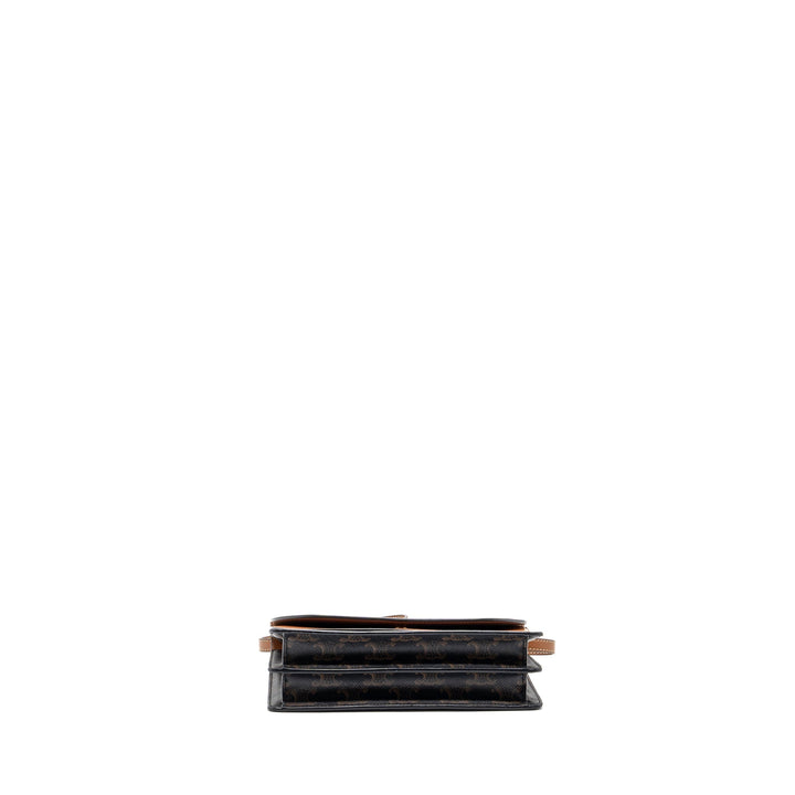 Top Quality Celine Wallet on Strap Triomphe Canvas/Smooth Lambskin TAN