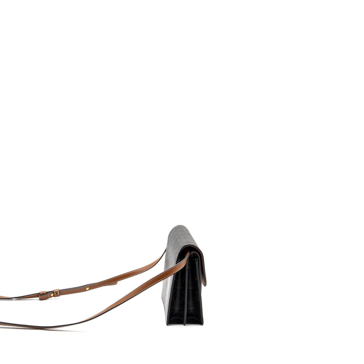Top Quality Celine Wallet on Strap Triomphe Canvas/Smooth Lambskin TAN