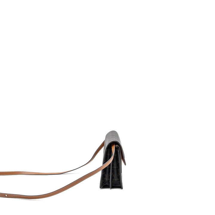 Top Quality Celine Wallet On Strap Triomphe Canvas/ Lambskin Tan
