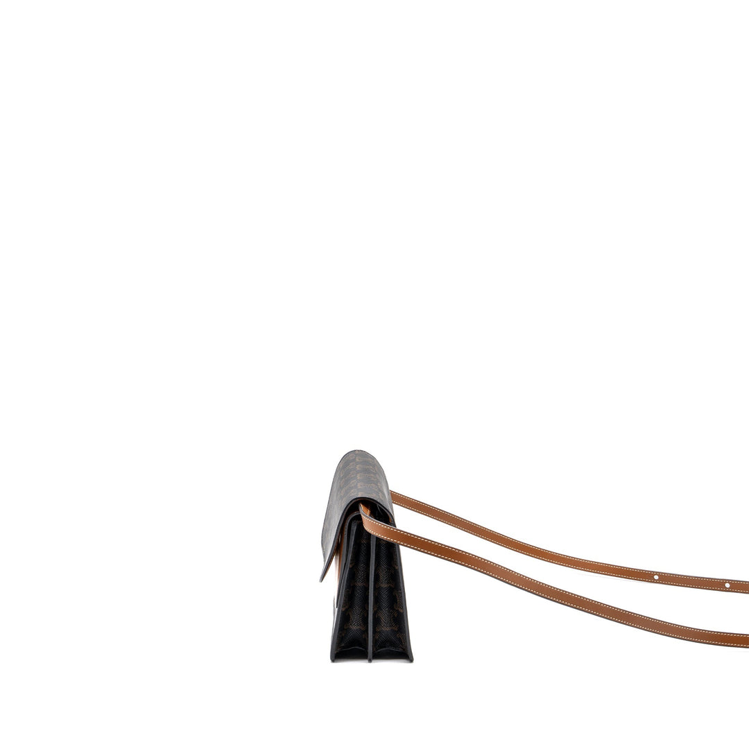 Celine Wallet On Strap Triomphe Canvas/ Lambskin Tan